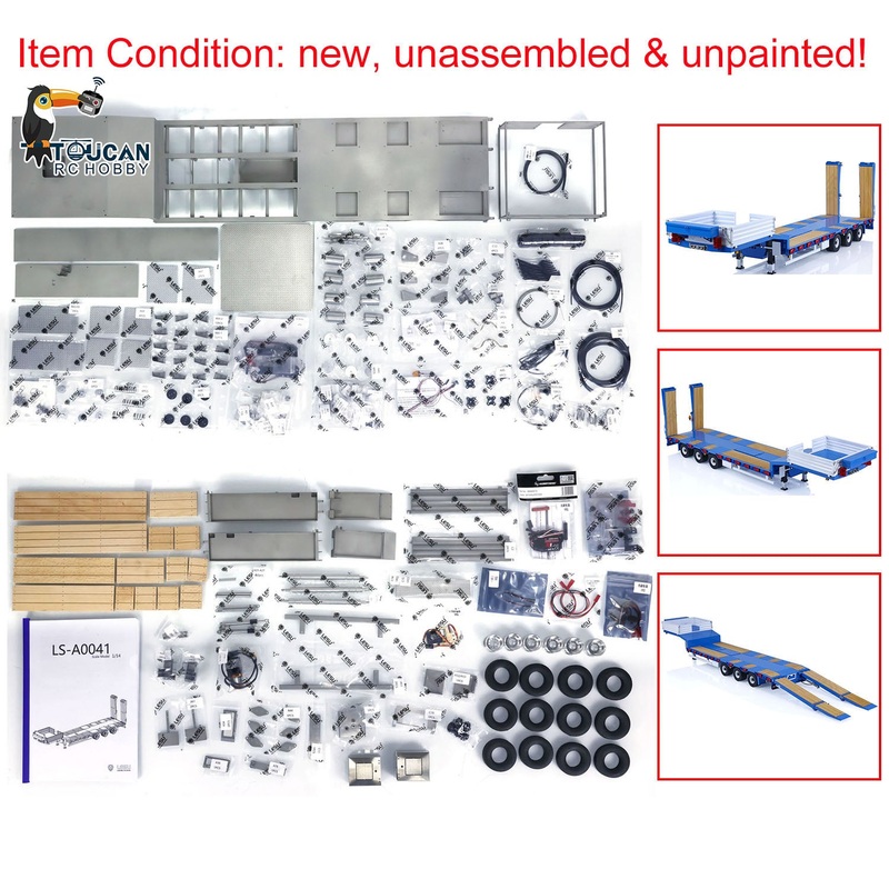 Metal Trailer for LESU 1/14 Hydraulic RC Tractor Radio Control Truck Hobby Model Lifting Tailboard KIT Version