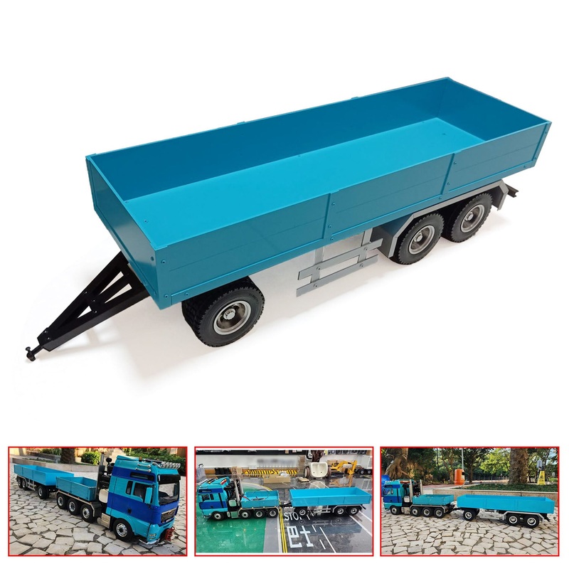 1/14 Metal 3 Axles Trailer for RC Tractor Truck Radio Controlled Hydraulic Equipment Dump Electric Car DIY Hobby Model