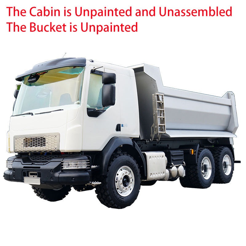 1/14 LESU 6×6 3Axle Hydraulic Metal RC Dumper Radio Control Tipper Sound Light System Unassembled Unpainted VM Cabin DIY Car