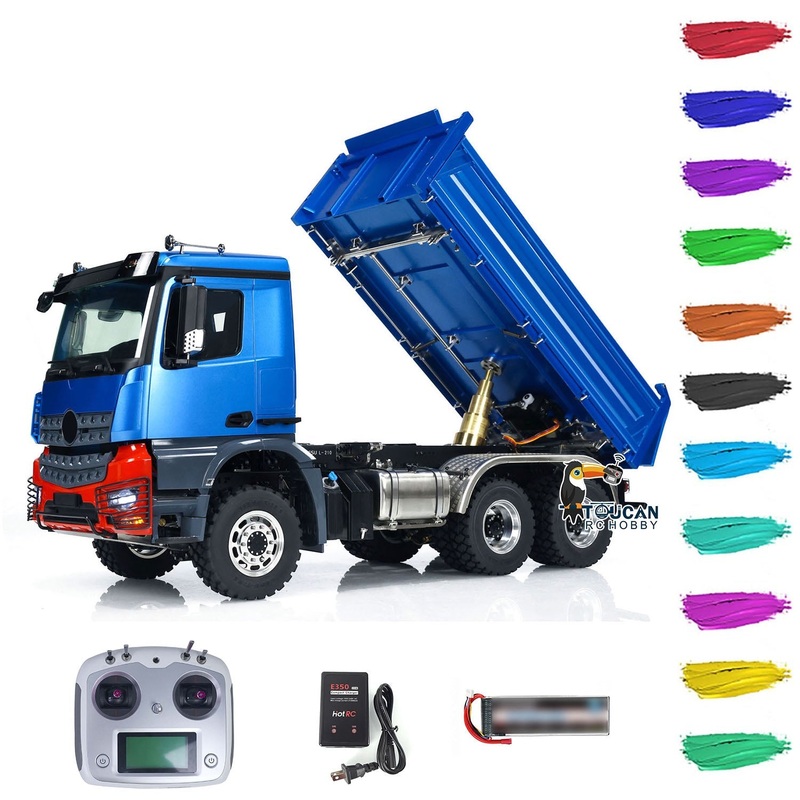 1:14 LESU 3-Axles RC Hydraulic Dumper Truck 6×6 Radio Control 3-way Tipper Cars Simulation Construction Vehicle Hobby Models Comes WITH Radio System & Battery & Charger
