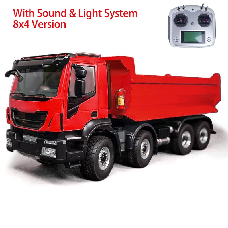 1/14 8×4 Metal Hydraulic RC Dump Truck 2-speed Radio Control Tipper Car Simulation DIY Model Painted ESC Servo Motor Blue