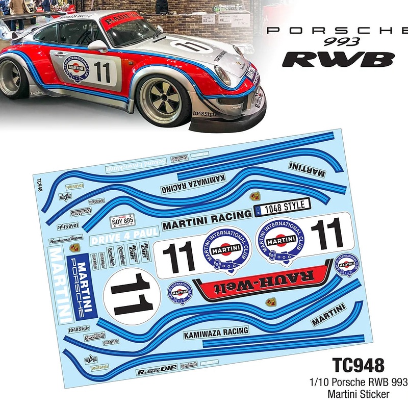 1-10 LIVERY: RWB MARTINI DECAL SHEET STICKERS  [TEAM-C] TC948