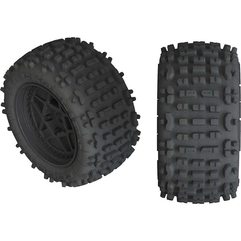1/10 dBoots Backflip LP Front/Rear 3.8 Pre-Mounted Tires, 17mm Hex, Black (2): 4S