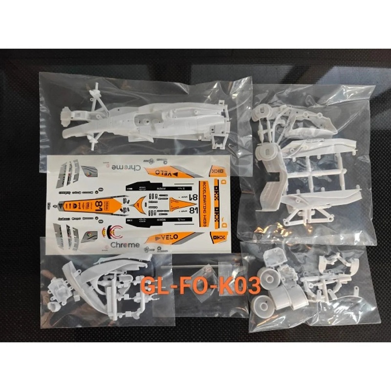 1-28 GL Formula One – WHITE Body Set w/ DECAL SET (K03) ORANGE GRAY #81 [GL Racing] GL-FO-K03