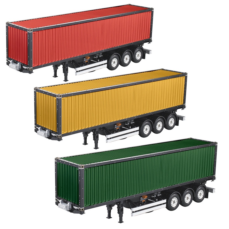 1/14  3Axles Metal Chassis 40ft Container Painted Semi Trailer for Radio Controlled TAMIYE Tractor Truck DIY RC Cars Model 1PC Plastic Unassembled & Painted Yellow Trailer