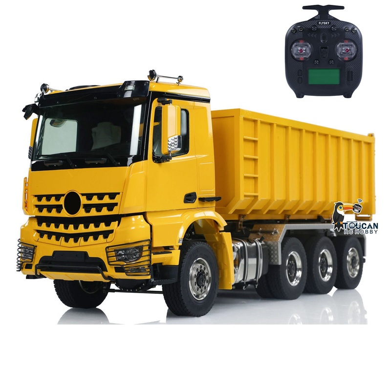 1/14 8×8 RC Hydraulic Dumper Car Roll Off Full Dump Rear Axle Steering with U-shaped High Short Standard Bucket Timber Flatbed Comes WITH High Bucket