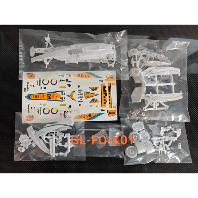 1-28 GL Formula One – WHITE Body Set w/ DECAL SET (K01) ORANGE BLUE #81 [GL Racing] GL-FO-K01