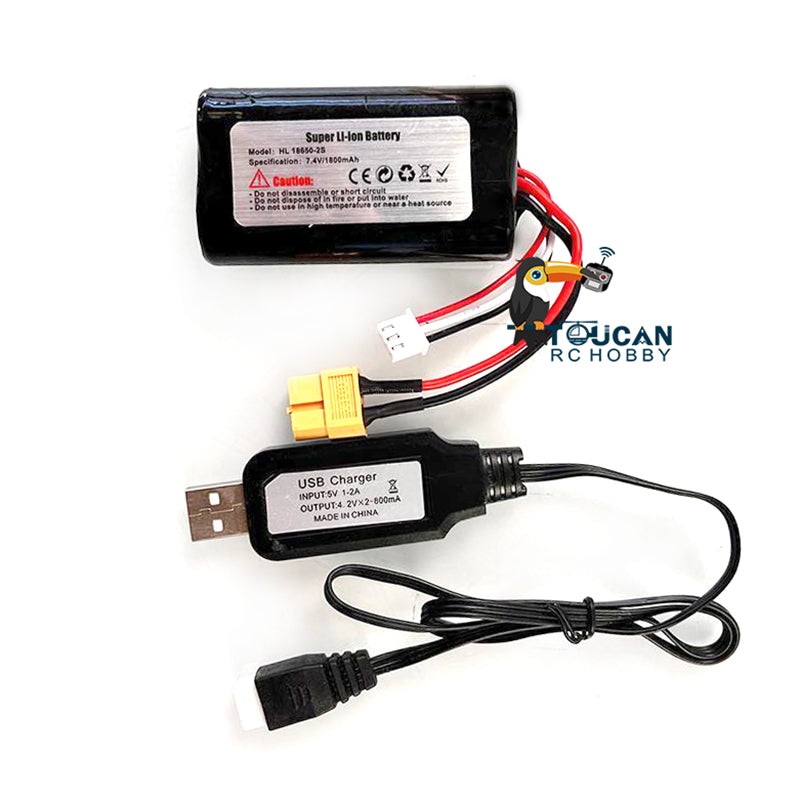 US STOCK USB Battery 2S 7.4V 1800mah Spare Part for HengLong 1/16 RC Tank Model Armored Military Radio Controlled Car